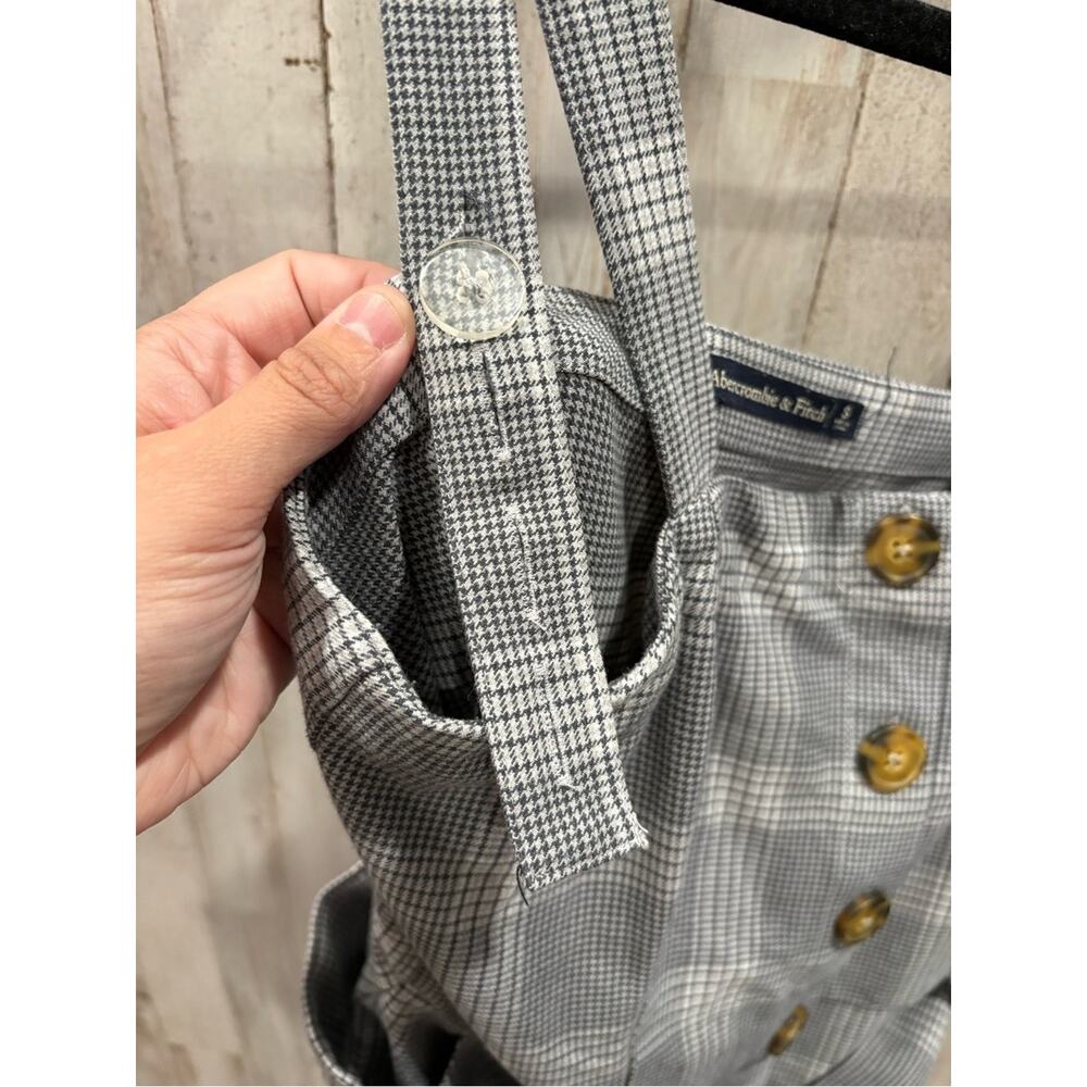 Abercrombie & Fitch Gray Plaid Button-Front Mini Dress Small Academia Preppy - Picture 6 of 9